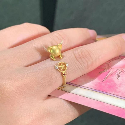 Anime Card Captor Sakura KINOMOTO SAKURA CERBERUS Cosplay Ring Girl Kawaii Cartoon Rings Jewelry Accessories Christmas Gift