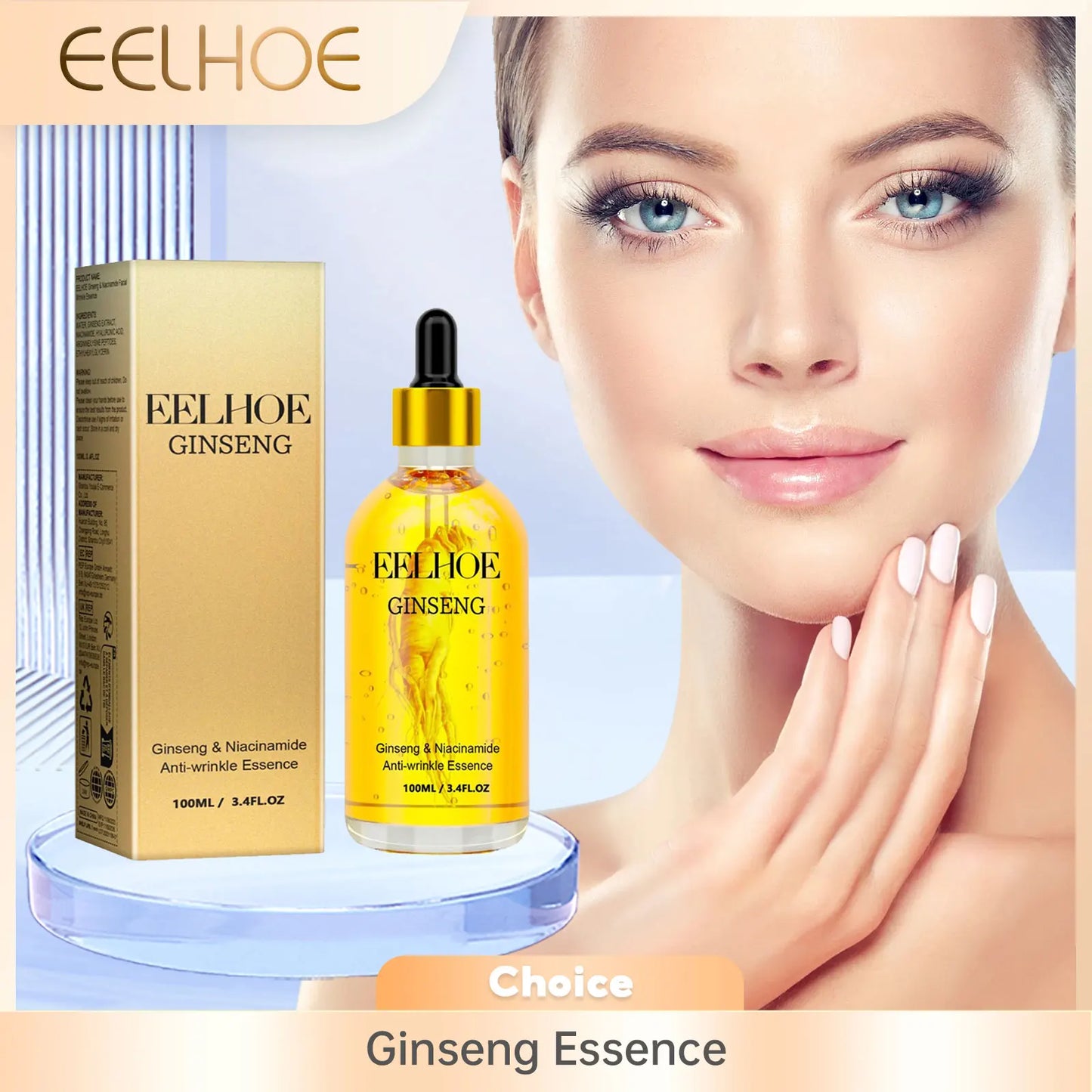 EELHOE Ginseng Essence for Skin Tightening Rejuvenate the Face Moisturing Nourishing Nicotinamide Hyaluronic Acid Facial Serum