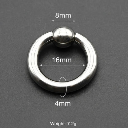 1Pc Large Gauges Stainless Steel CAPTIVE SPRING BEAD RING for Septum Piercing BCR Nose Ring Hoop Expander Earlobe Earrings 00G 4x16-8mm 1 Piece