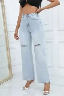 Women Jeans Holes Pencil Pants Washing Denim Pockets Sexy Sheath High Waist Slim Fit Zipper Fly Ankle Length Basics 2024