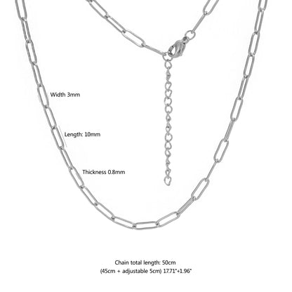 5pcs 45+5cm plated Gold Stainless Steel Link Chains Oval Bulk Necklaces Jewelry Adjustable Chains Wholesale Chokers DIY Crafts Badiee Stylez