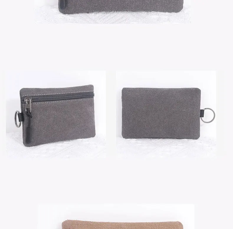 Canvas Mini Coin Wallet Bag Solid Color Zipper Key Bag Money Pocket Purse Women Men Small Card Holder Change Coin Purses