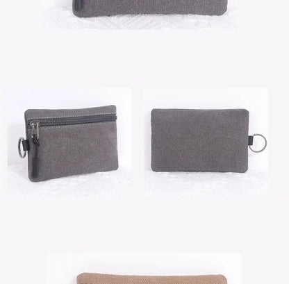 Canvas Mini Coin Wallet Bag Solid Color Zipper Key Bag Money Pocket Purse Women Men Small Card Holder Change Coin Purses