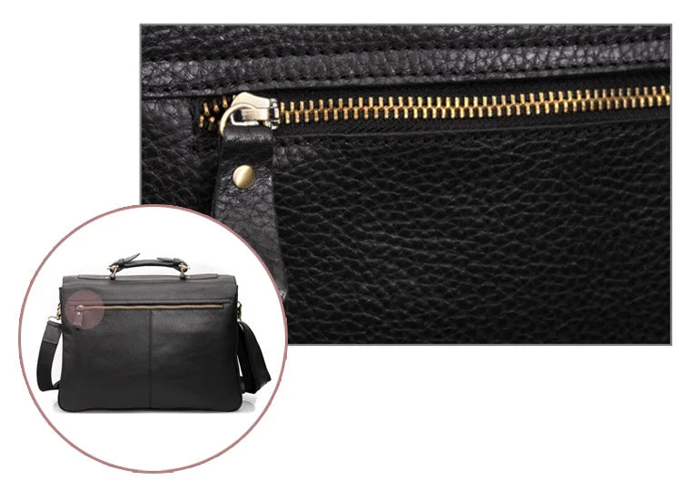 FANCODI Genuine Leather Briefcase men Business Bag Male Portfolio Attache Case Leather 15.6" Laptop Bag Office tote Handbag big