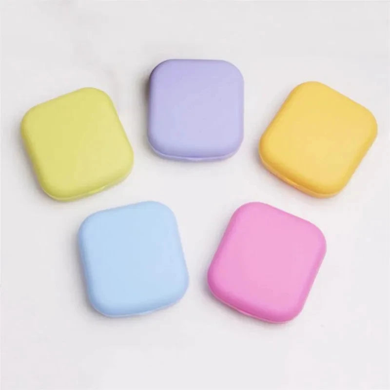 1pcs Mini Square Contact Lens Case with Mirror for Women Colorful Lens Box Eye Container Lovely Travel Kits Badiee Stylez