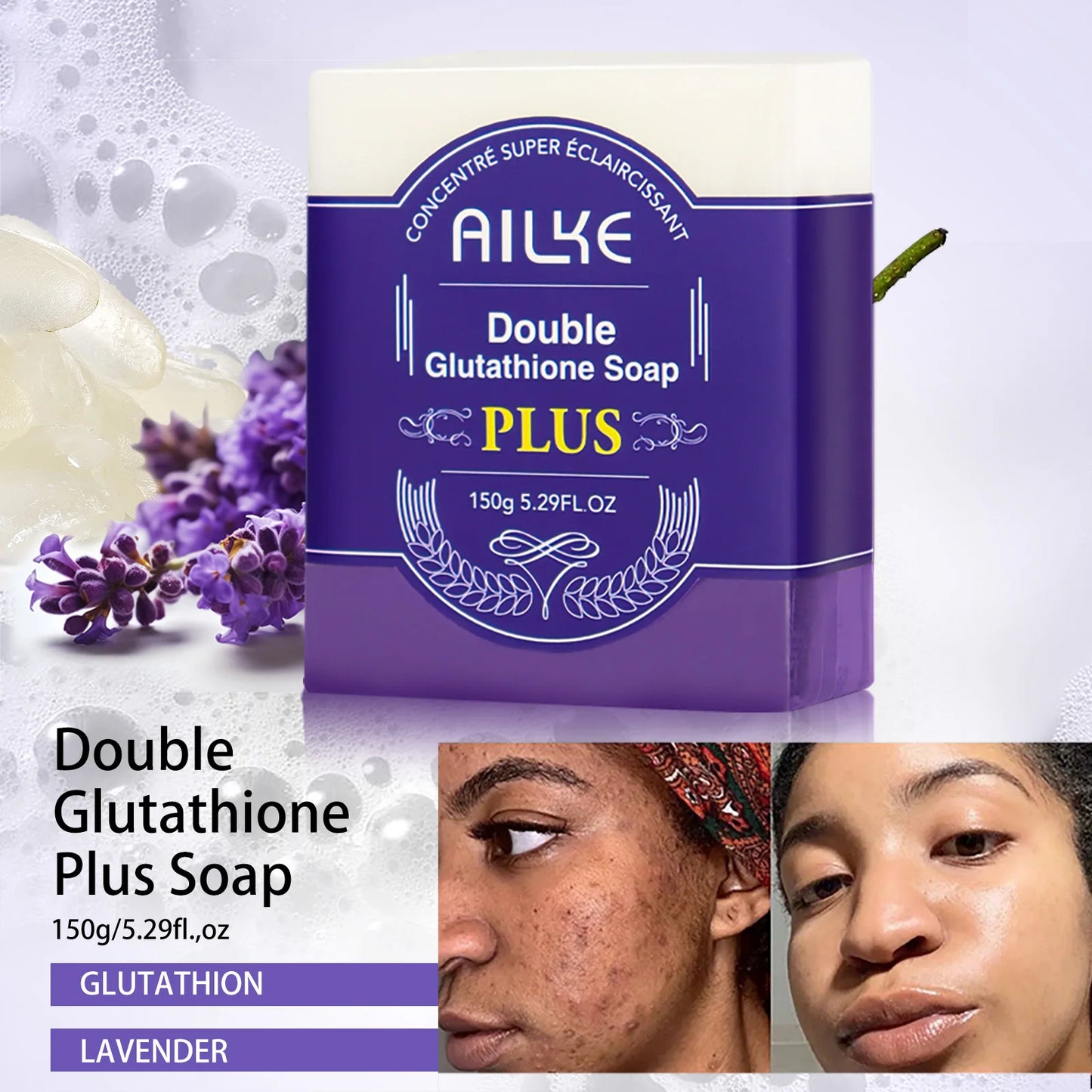 AILKE Glutathione Bleaching Cream, Advanced Lightening Lotion, Glowing Cream For Inner Thighs, Bikini Area Underarms, Natural 1 Soap