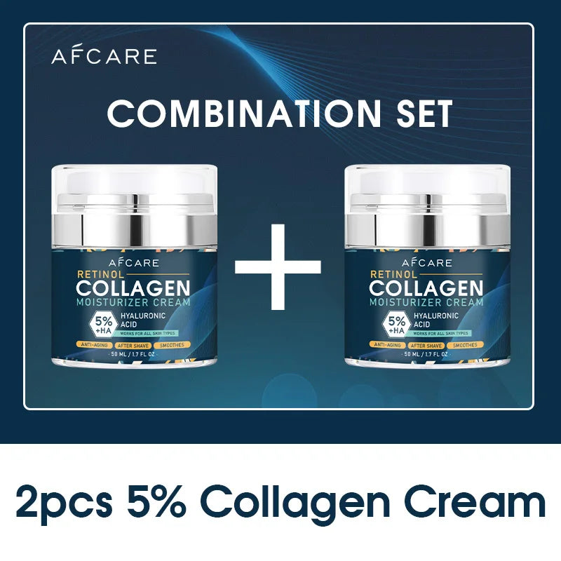 8% Collagen Face Cream Suit High Quality Hyaluronic Acid Anti-Wrinkle Retinol Moisturizing Anti-aging Facial Skincare Products 2Pcs AF1