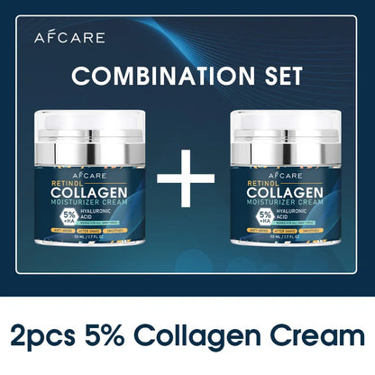 8% Collagen Face Cream Suit High Quality Hyaluronic Acid Anti-Wrinkle Retinol Moisturizing Anti-aging Facial Skincare Products 2Pcs AF1