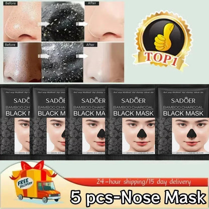 Green Tea Remove Blackhead Solid Mask Dispel Acne Blemish Cleansing Stick Mask Shrink Pores Tighten Whitening Repair Skin Care 5 pcs-Nose Mask