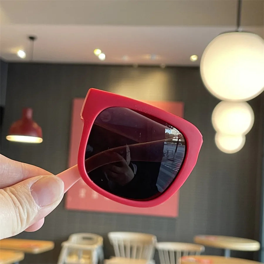 Spring and Summer Sun Shading Children's Folding Decorative Glasses Candy Colored Glasses Sunglasses Red
