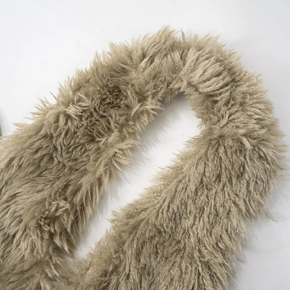 BKLD Sexy Temperament Fluffy Tops For Women High Street Y2K Nightclub Outfits Faux Fur Backless Lacing Solid 2025 Vest Waistcoat