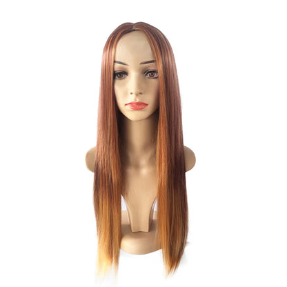 New style wig for women Brown and gold piano long straight hair wig with long bangs