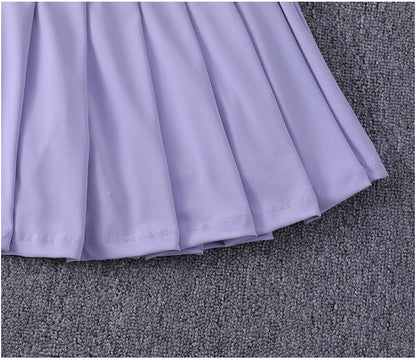 2024 New Best-Selling Pleated Nylon Spandex High Waisted Pocket Skirt With Anti Glare A-Line Sports Tennis Skirt