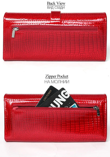 Free Gift Women Leather Wallet Long Ladies 3 Folders Clutch Money Bag Design Purse Fashion AE605-25