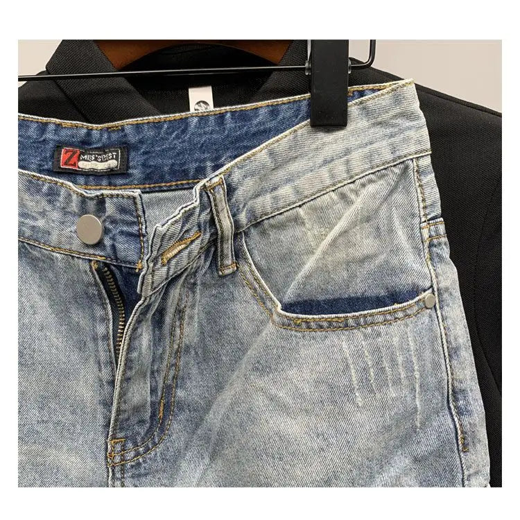 Summer 2023 New Luxury Men's Shorts Korean Style Streetwear Short Jeans with Designer Large Pockets Cargo Casual Denim Shorts