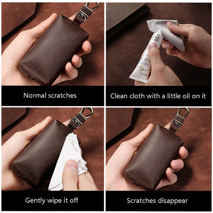 Genuine Leather Zipper Car Key Case Coin Purse Wallet with Key Car Smart Change Purse Coin Pouch Keychain Holder for Men Women