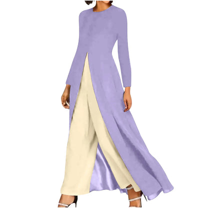 Jumpsuit Women 2024 Summer Fashion Colorblock Patchwork Rhinestone Square Collar Long Sleeve Asymmetrical Daily Long Jumpsuit Badiee Stylez