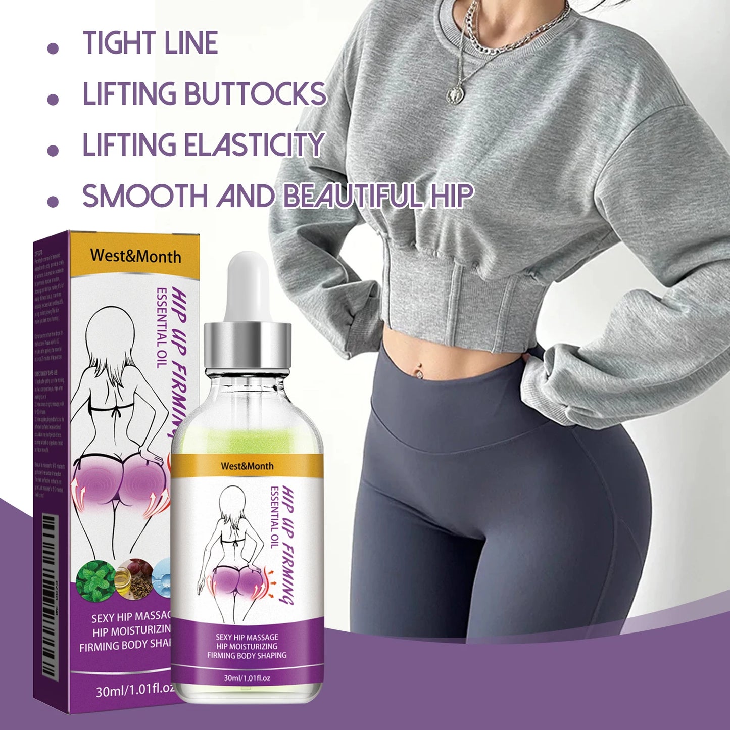 WEST&MONTH Hip Up Firming Essential Oil Dilute Melanin Accelerate Fat Synthesis Making It Full Of Vitality Roundness Elasticity