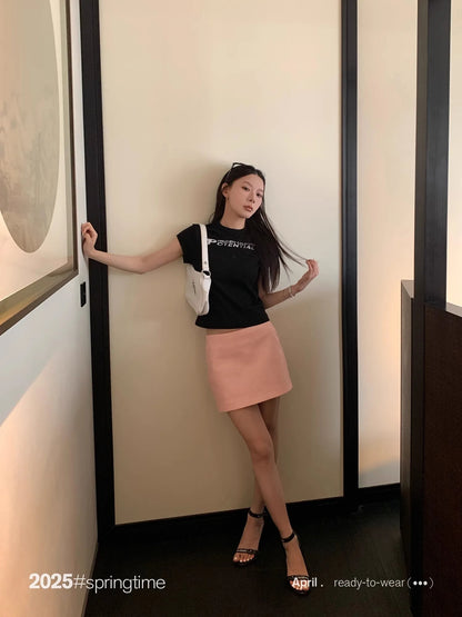 Lautaro Spring Summer Pink Soft Pu Leather Mini Skirt Women with Low Waist Short Luxury Chic A Line Clothes Korean Fashion 2025