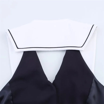 Women's Tops New Summer 2025 Sailor Suit Style Sleeveless Top Sexy Open Back Design Fashionable and Versatile Lively Personality