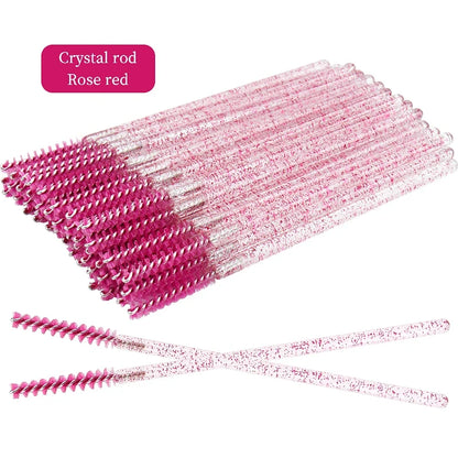 50pcs Grafted eyelashes Single color disposable eyelash brush Spiral eye Makeup Eyelash curler makeup brush cosmetic tools C502-Red 50pcs