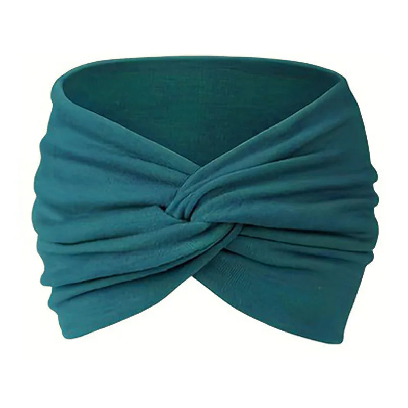 Women Headbands African Wide Hair Wrap Turban Twist Headband for Women Large Sport Workout Stretch Non-slip Big Hair Bands Turquoise