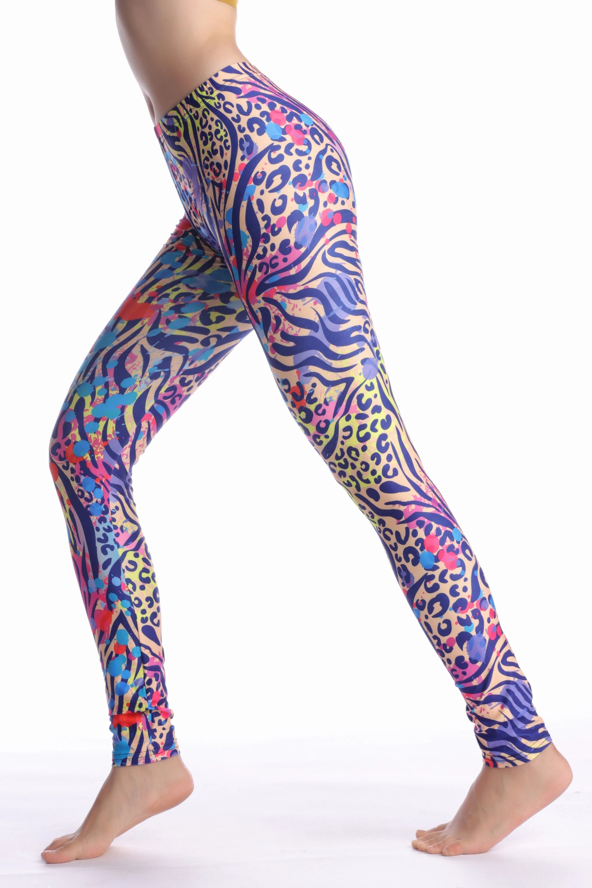 Women Leggings High Waist Cartoon Comic Beauty Print Trousers Soft Female Casual Elastic Pant