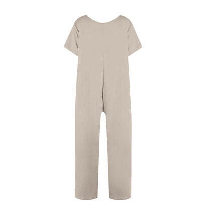 jumpsuit women Fashion Casual Short Sleeve Jumpsuits Loose and comfortable Pullover bodysuit With Pockets trend monos largos Badiee Stylez