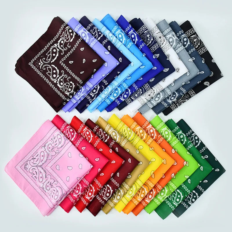 Outdoor Cycling 53cm Cotton Square Scarf Women Men Paisley Print HipHop Bandanas Scarves Headband Handkerchief Hair Mask Badiee Stylez