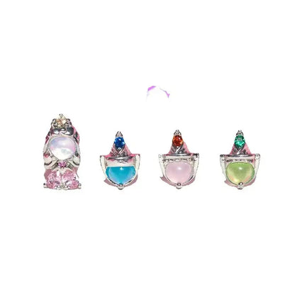 MIGGA 4pcs Cubic Zircon Cartoon Stud Earrings Set for Women Girls Gold/Silver Plated Crystal Jewelry T10