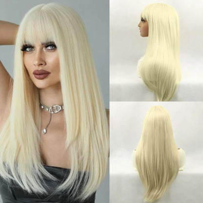 Light golden synthetic wig with big waves for Halloween party, cosplay wig, everyday wig, high-temperature hair silk wig set Badiee Stylez