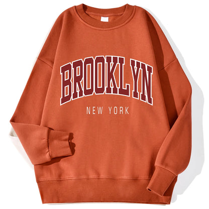 Brooklyn New Work Printed Hoodies Women Cotton Colorful Clothes Basic Trend Hooded Tops Be Durable Harajuku Hoodie Womens Brick Red