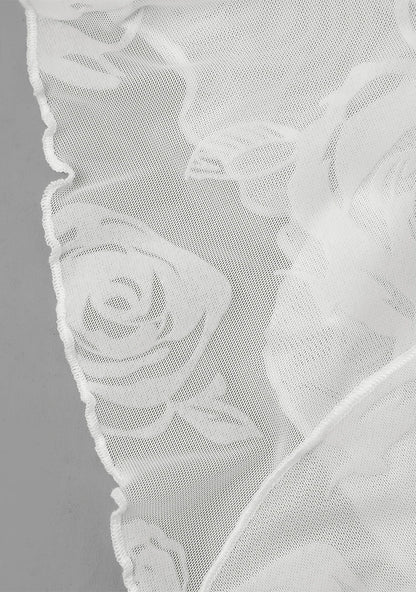 Women's Fashion Ruffle Irregular Hem Mesh Flower Flocking Sexy Front Chest Bow Tie Halter Neck Suspender Top