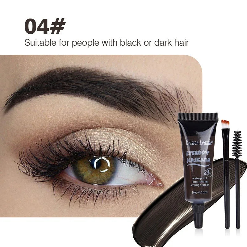 Natural Liquid Dyeing Eyebrow Cream Set Waterproof Shaping Brown Tint Pointed Tube Eyebrow Henna Mascara Paint Brush Makeup Tool 04