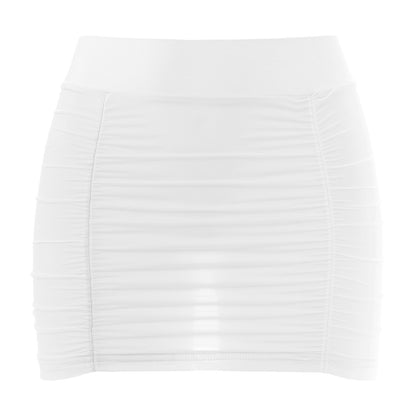 Womens Sexy Bodycon Mini Skirt Ruched Elastic Bands Semi-Sheer Skirt Hip Wrap Lingerie Nightwear Pencil Pole Skirt for Nightclub