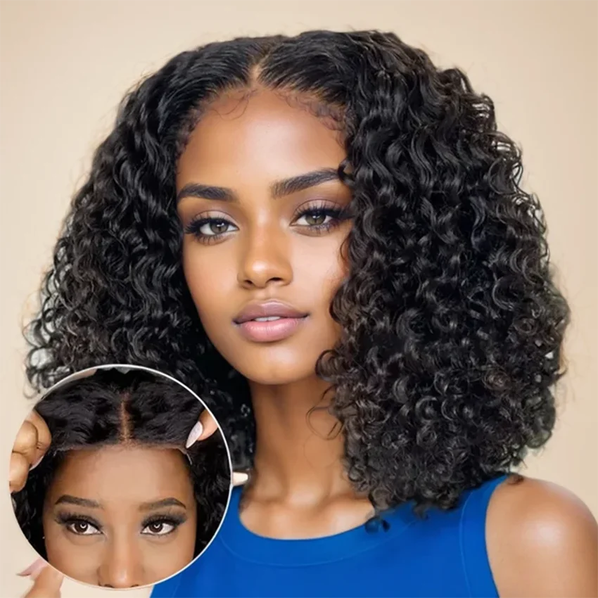 Short Bob Deep Wave Lace Frontal Wig PrePlucked 13x4 13x6 Lace Front Wig Peruvian Curly Human Hair Bob Wigs For Women and Girls Badiee Stylez