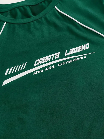 Monogram print crewneck crop top T-shirt, spring/summer casual short-sleeved top, women's