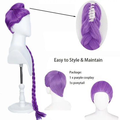 ﻿Synthetic Wig Kpop Girl Group Cosplay Wig Halloween Women mixed color Purple Synthetic Fiber Wig for Women Badiee Stylez