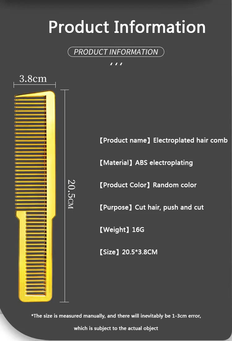 Salon Professional Electroplated Comb Barber Comb Stylist Styling Tool Accessories Salon Anti-static Hair Cut Comb