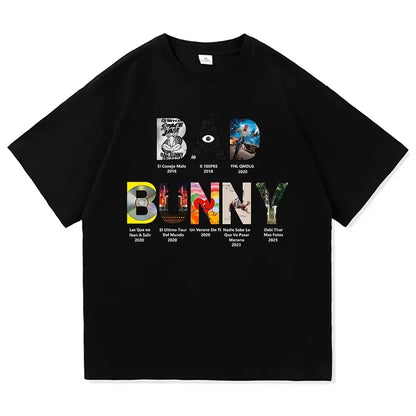 Bad Bunny T-shirts Graphic Harajuku Men women Tshirt Designer Harajuku Unisex Clothing X66-4 black