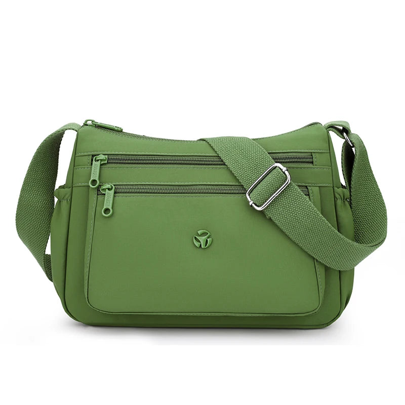 Just Hold A Lot Waterproof Nylon Shoulder Crossbody Bags for Women Messenger Travel Daily Use Bags Suitable for Mothers Shopping Green