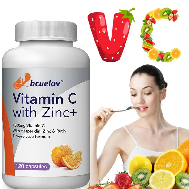 Vitamin C & Zinc Supplement, Excellent Source of Key Immune Health Nutrients, Antioxidant, 1000 mg, Immune Support, 120 Capsules
