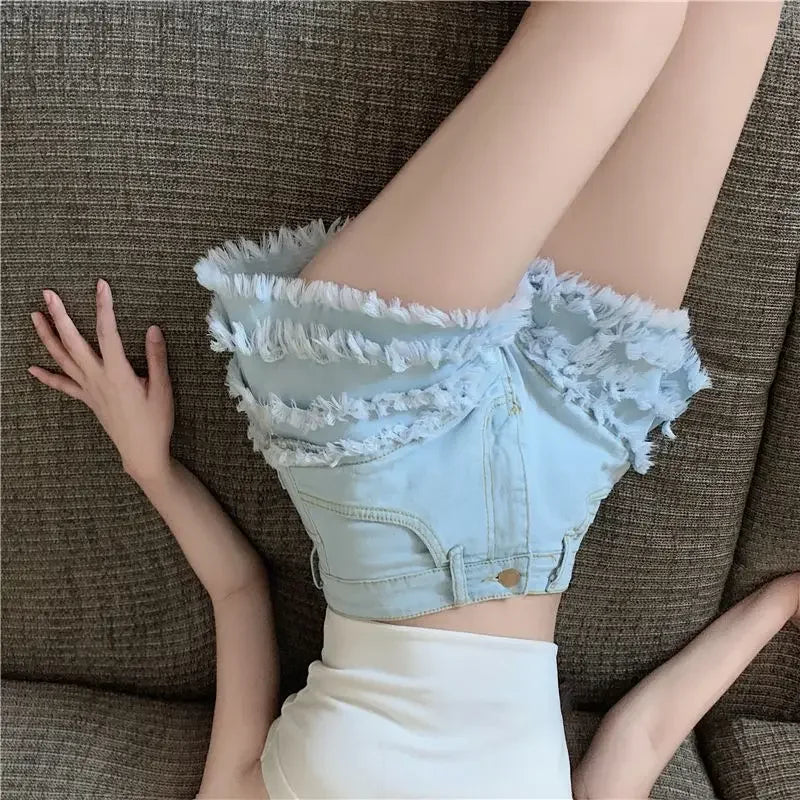 Female Short Jeans Pants High Waist Blue Women's Denim Shorts Classic Kpop Normal 2000s Clothes Y2k for Summer Jorts XL Outfits