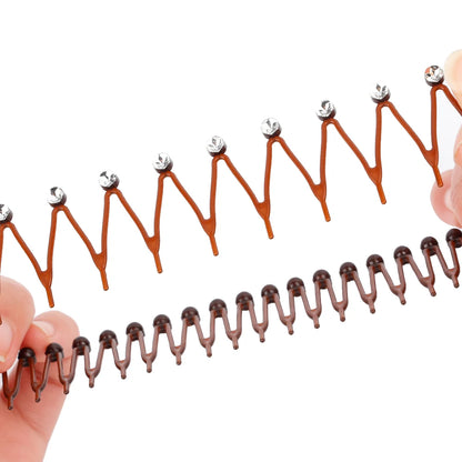 Rhinestone Plastic Full Circle Stretch Diamond Flexible Comb Women Girl Flexible Plastic Circle Teeth Hair Accessories Wholesale