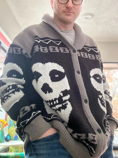 Fall/Winter y2k Portrait Printed Harajuku Sweater Fashion Men and Women Long Sleeves Coat Warm Gothic Ghost Pattern Sweaters