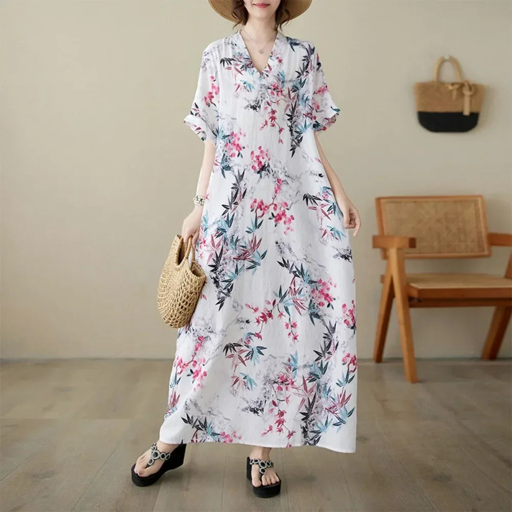 Summer Dress for Women Clothing Long Dress Fashion Clothes Cotton Vintage Harajuku Elegant Streetwear Maxi Beach Dresses