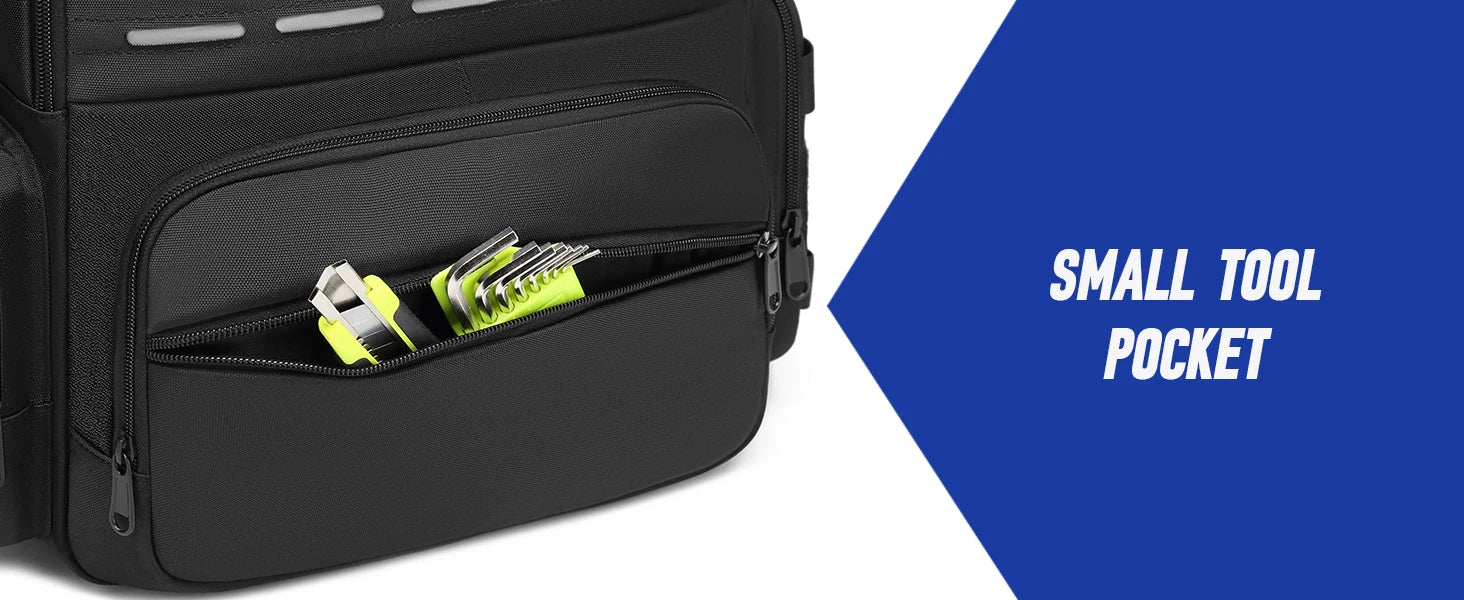 Tool Backpack Heavy Duty for Men Tool Storage With 3 Tool Pouches Organizer Electrician Plumber Maintenance Worker Tool Bags