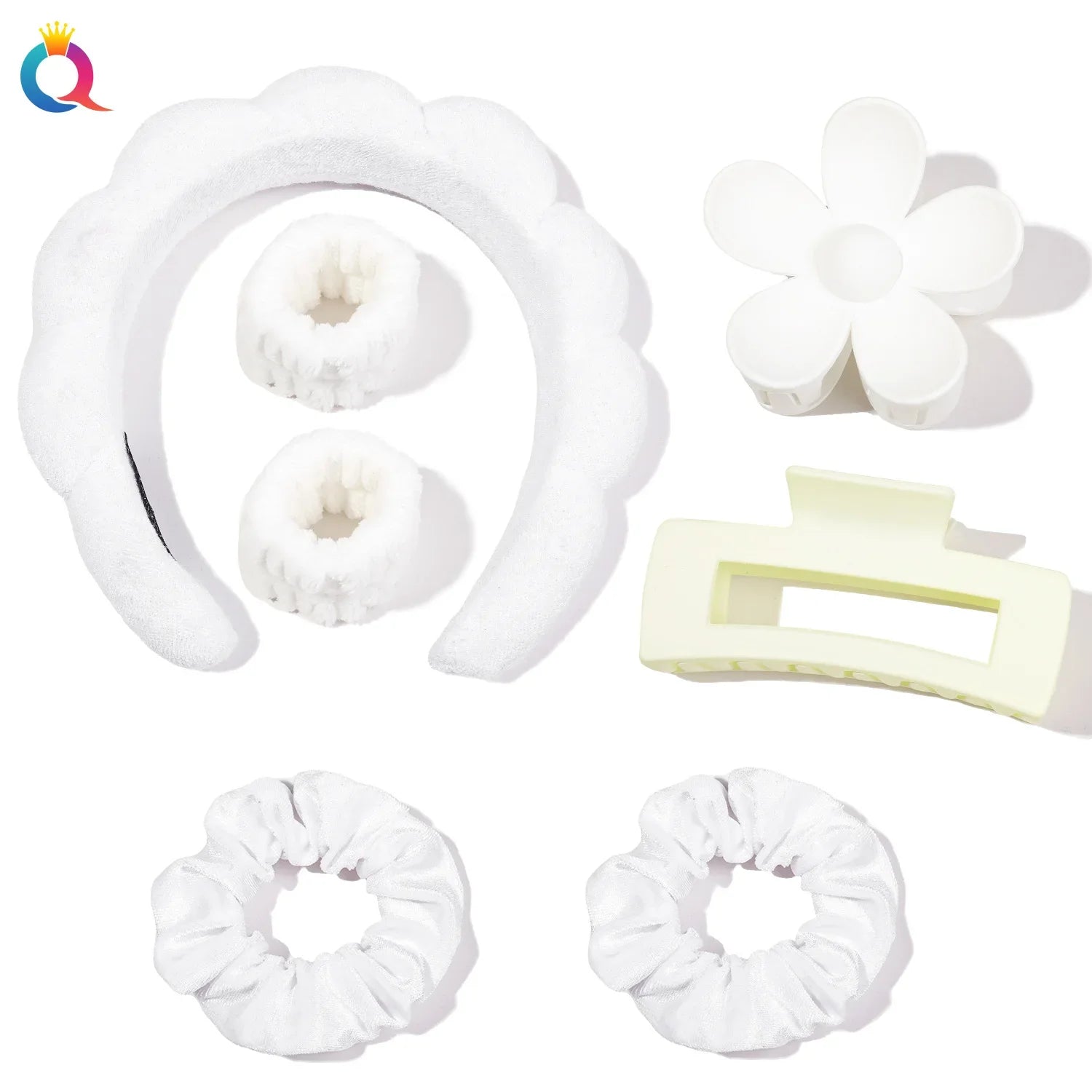 Wash Face Headbands For Women Puffy Sponge Hair Bands Cuff Waterproof Bands Absorbent Wristbands Girls Hair Accessories Set Badiee Stylez