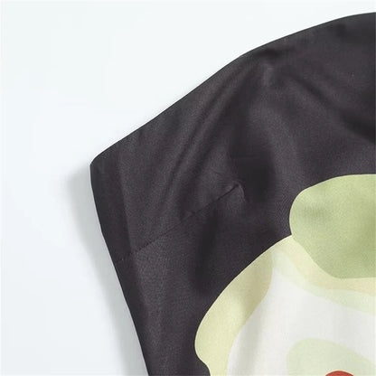 Sexy Strapless Backless Printed Long Dress Women Fashion Sleeveless Off Shoulder Vestidos 2024 Summer Lady Party Evening Robes