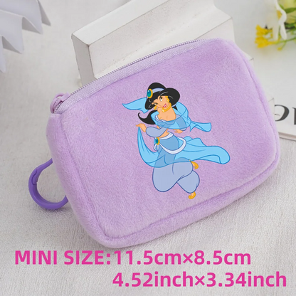 Princess Disney Kids Anime Plush Coin Purse Girls Mini Wallet Printed Moneybag Kawaii Square Portable Storage Bag Birthday Gifts 1pc-023